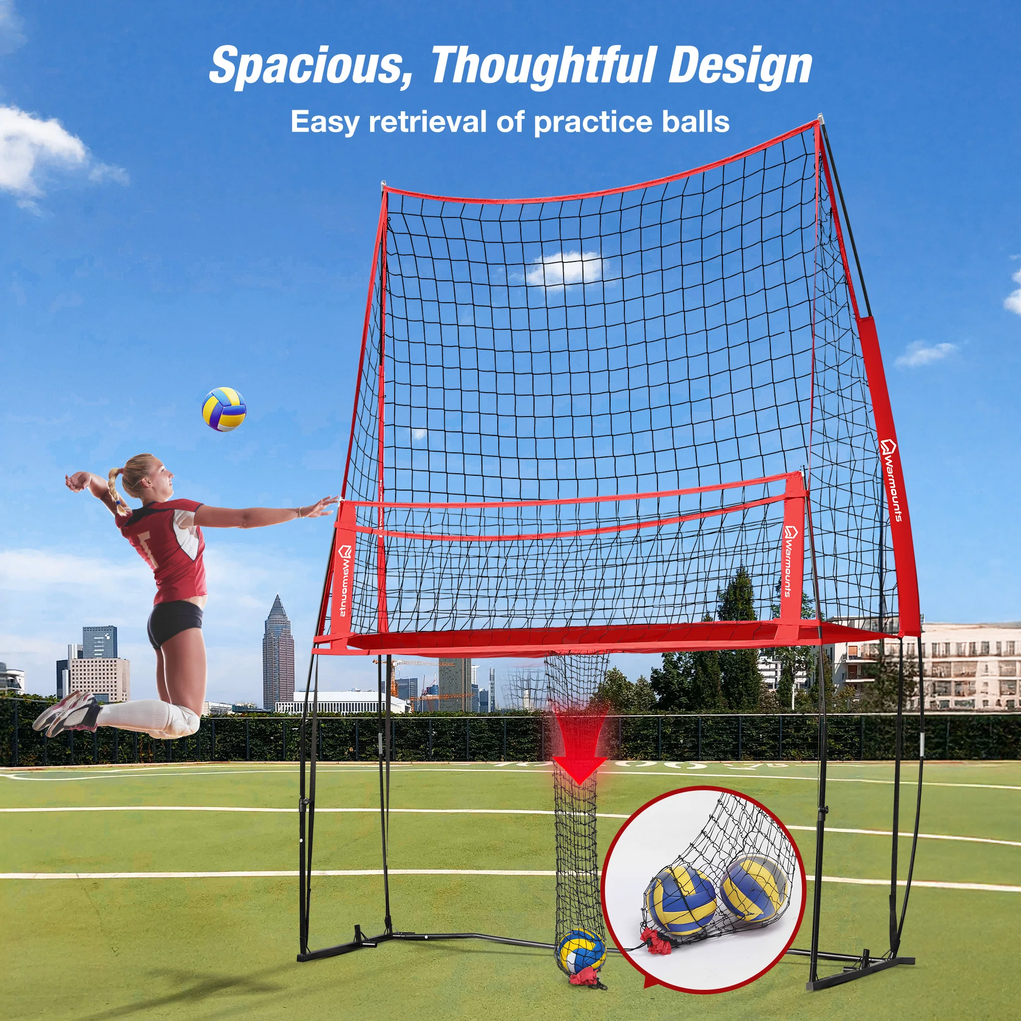 Nylon Volleyball Training Net with Ball Catcher for Practice