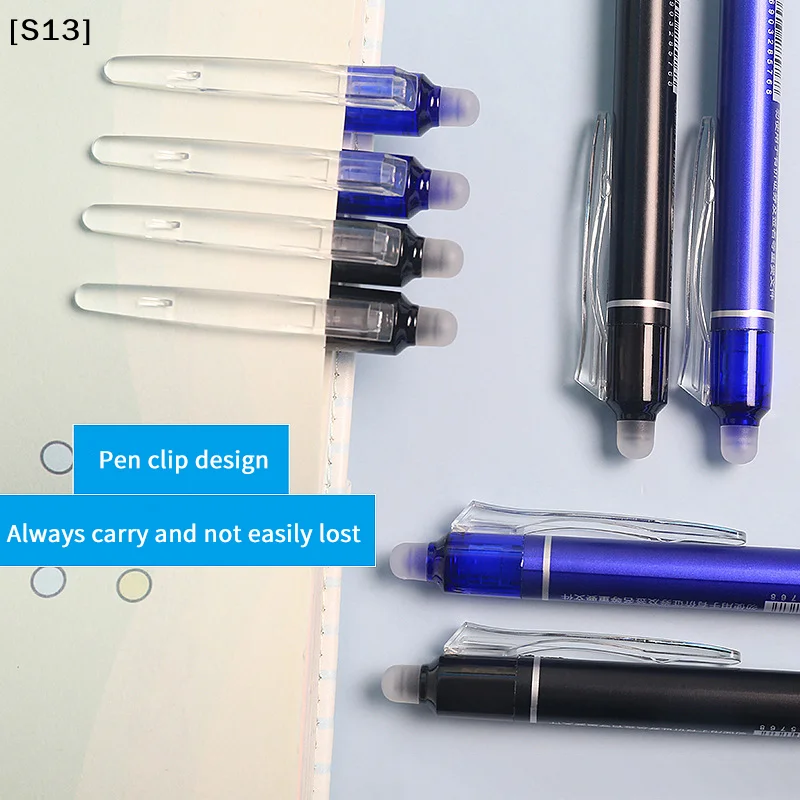 12Pcs 0.5mm 지울 수 있는 젤 펜 세트 프레스형 볼펜 학교 사무용품 부드러운 필기[Q]Q@