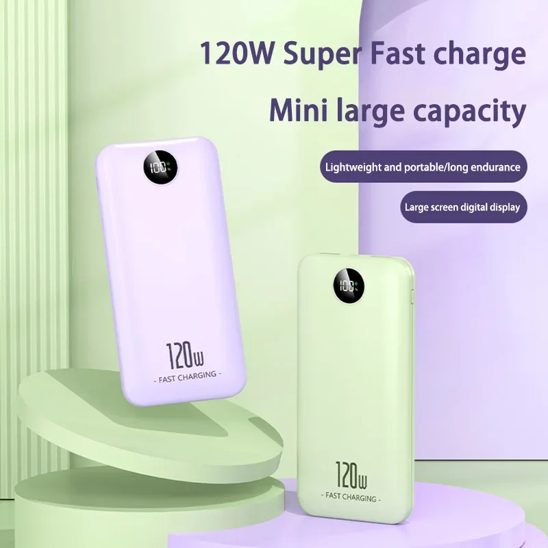 Power Bank 120W 200000mAh Super Fast Charging Large-capacity Portable Endurance Digital Display For Android IOS Xiaomi