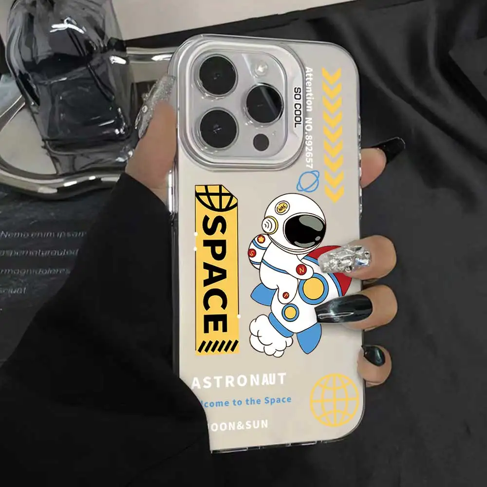 Astronaut Soft Silicone Phone Case with Silver IMD Bumper