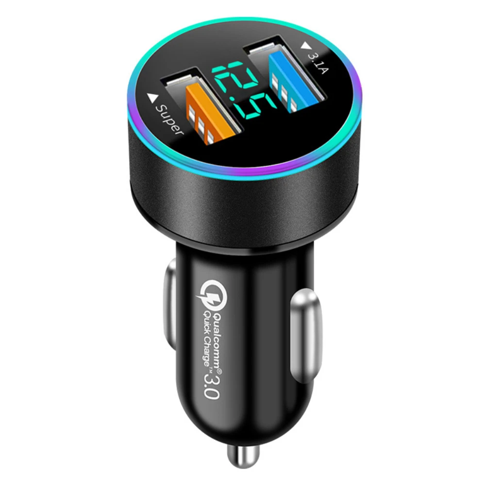 66W USB Car Charger PD QC3.0 Fast Charger with Voltmeter Cigarette Lighter Socket Power Adapter For iPhone 11 12 Samsung Xiaomi