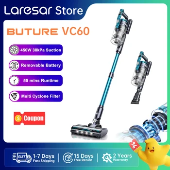 Buture VC60 Cordless Vacuum Cleaner, 38kPa 450W Powerful Suction, 55-Minute Runtime, Cordless Upright Vacuum Cleaner for Floors, Carpets and Cars 1