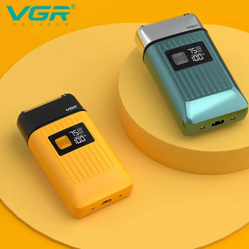 VGR V-357 왕복 면도기 합금 이중날 딥 클리닝 면도기 LED 지능형 디지털 헤어 트리머 및 미백 기능 포함