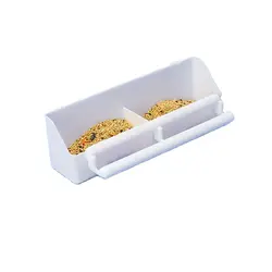 Double Grid Stand Bird Feeding Trough Parrot Feeder (White)