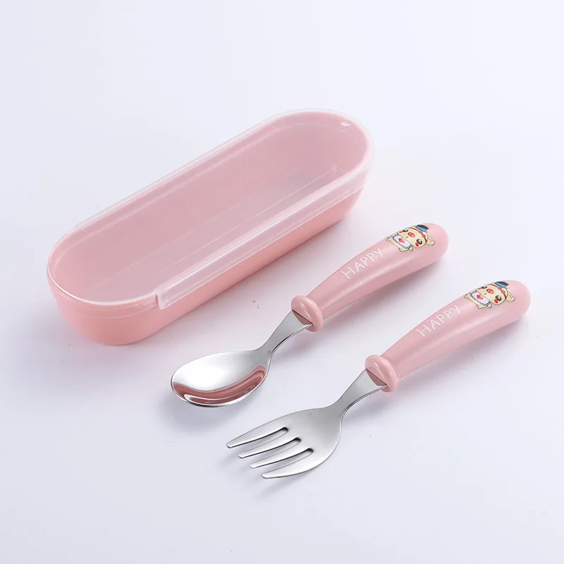 Description Picture 3 of itemBaby Gadgets Tableware Set Children Utensil Stainless Steel Toddler Dinnerware Cutlery Cartoon Infant Food Feeding Spoon Fork