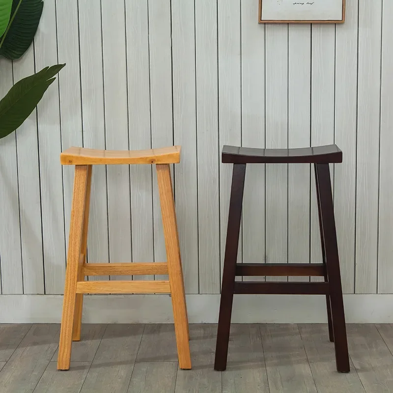 American Solid Wood European Retro High Bar Stool bar stool