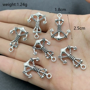 10pcs Tibetan Silver Gold Bronze Plated Anchor Charms Pendant For DIY Keychain Supplies Jewelry Making Findings Accessories