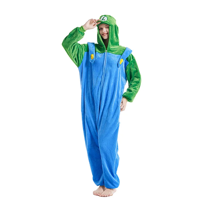 Gioco Anime Luigi Super Mario Costume Cosplay Kigurumi Pigiama