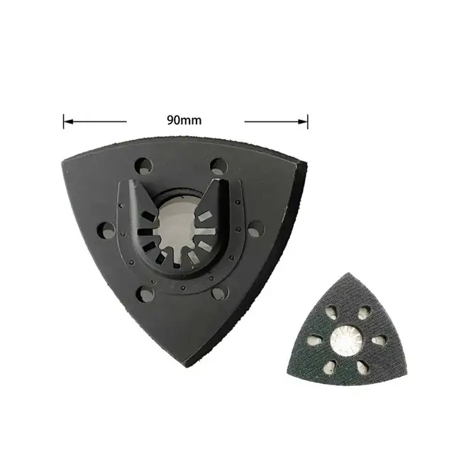 90mm Triangular Sanding Pad 6 Holes Quick Release Universal Triangular Sand Saw Blade Woodworking Multi-Tool Sand Base Accessory 2
