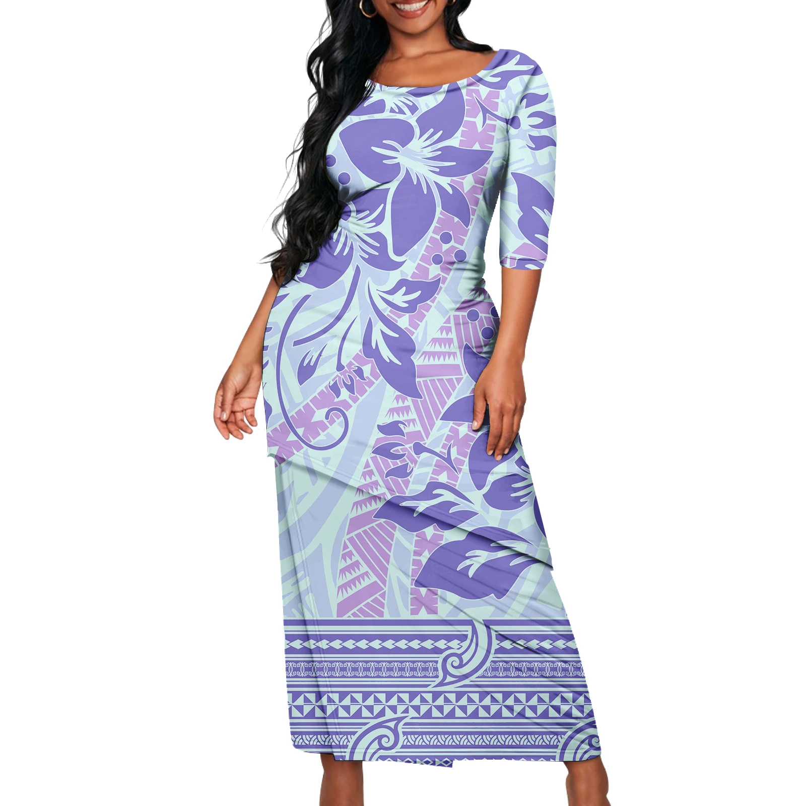 

Комплект из 2 предметов, платье из самоанской пулетки, традиционное полинезийское платье для выпускного вечера с рукавом до локтя, платья для женщин Puletasi