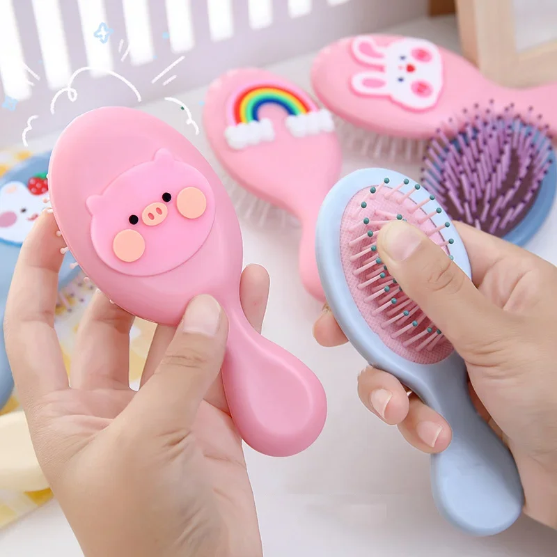 Hair Brush Comb Mini Portable Small Massage Untangling Hairbrush Cute Cartoon Air Cushion Anti-screw Hair Brush Comb for Girls Things Care Tools