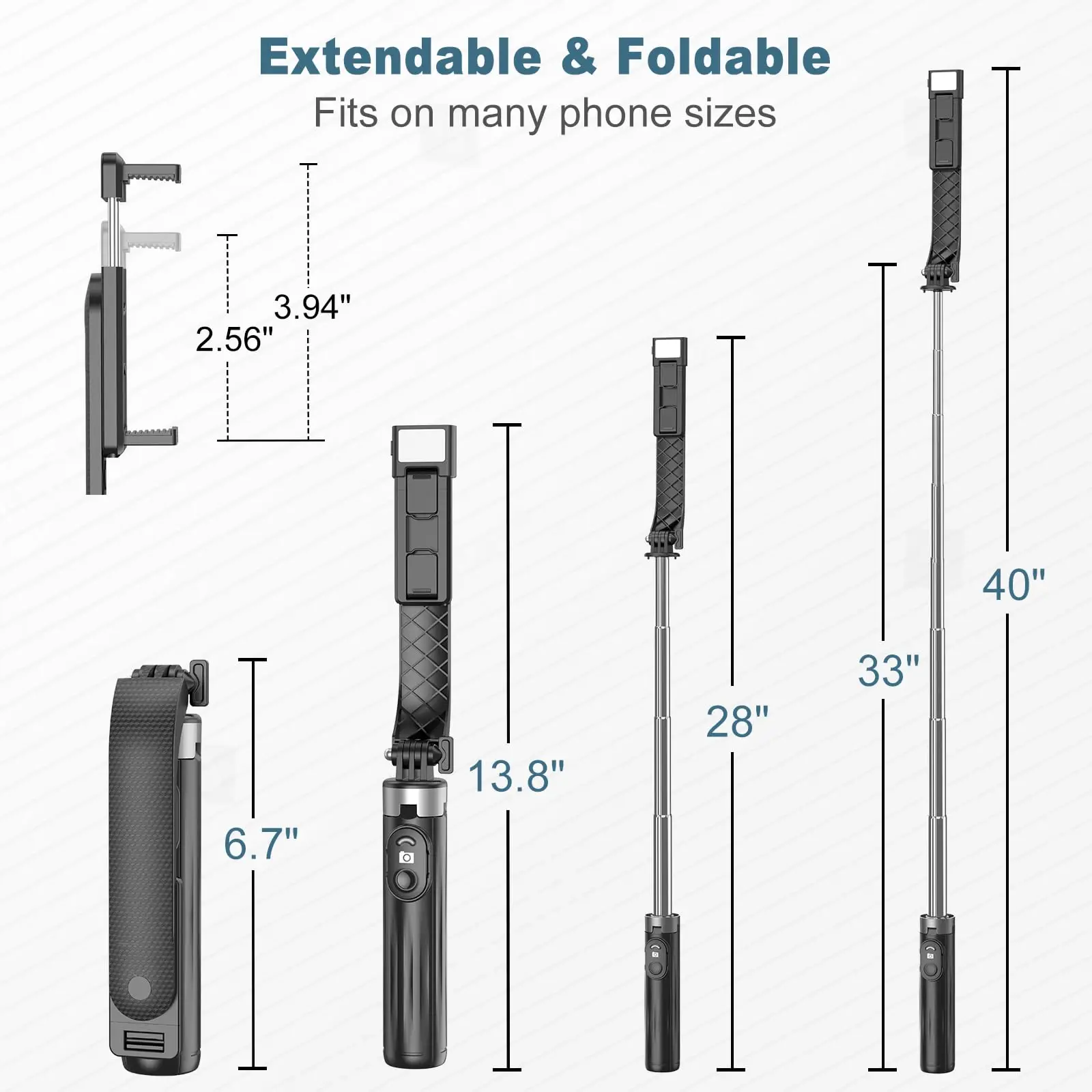 LISCN 40" Selfie Stick Tripod, Extendable Travel Essential Phone Tripod with Wireless Remote for IPhone and Android 4