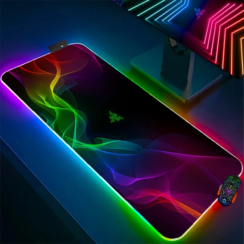 

Игровой коврик для мыши Razer Goliathus со светодиодной подсветкой, RGB компьютерные коврики с подсветкой, коврик для офиса, ноутбука xxl, мягкий резиновый коврик для мыши