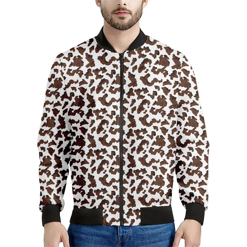 thumbnail image 1 of Chaqueta bomber con estampado 3D de vaca colorida para hombre y mujer, sudadera de primavera y otoño, chaquetas de calle de manga larga con cremallera, 1 of 5