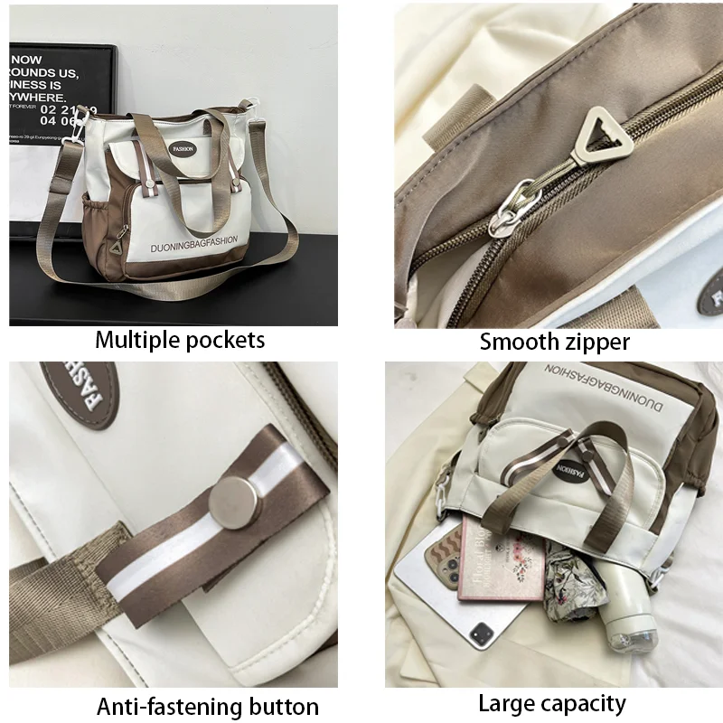 Korean Women's Bags Large Capacity Student Book Bag Unisex Shoulder Bag Multiple Pockets Crossbody Bag