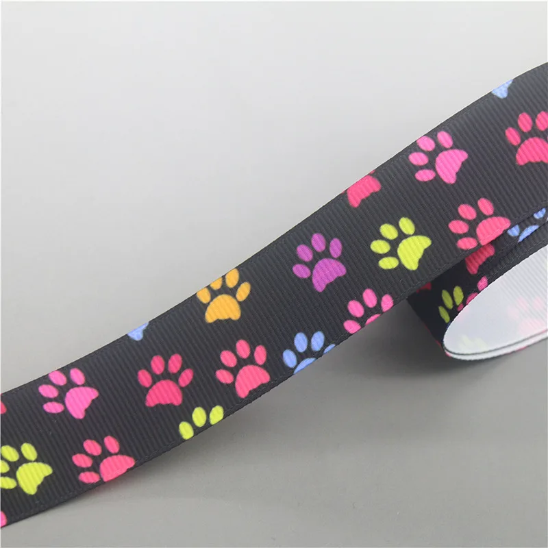 7/8'' 5yards Cat Dog Paw Printed Grosgrain Ribbon Accessories Material Headwear Decoration DIY Sewing Craft ribbon decoration ribbon supplies grosgrain ribbon sewing ribbon