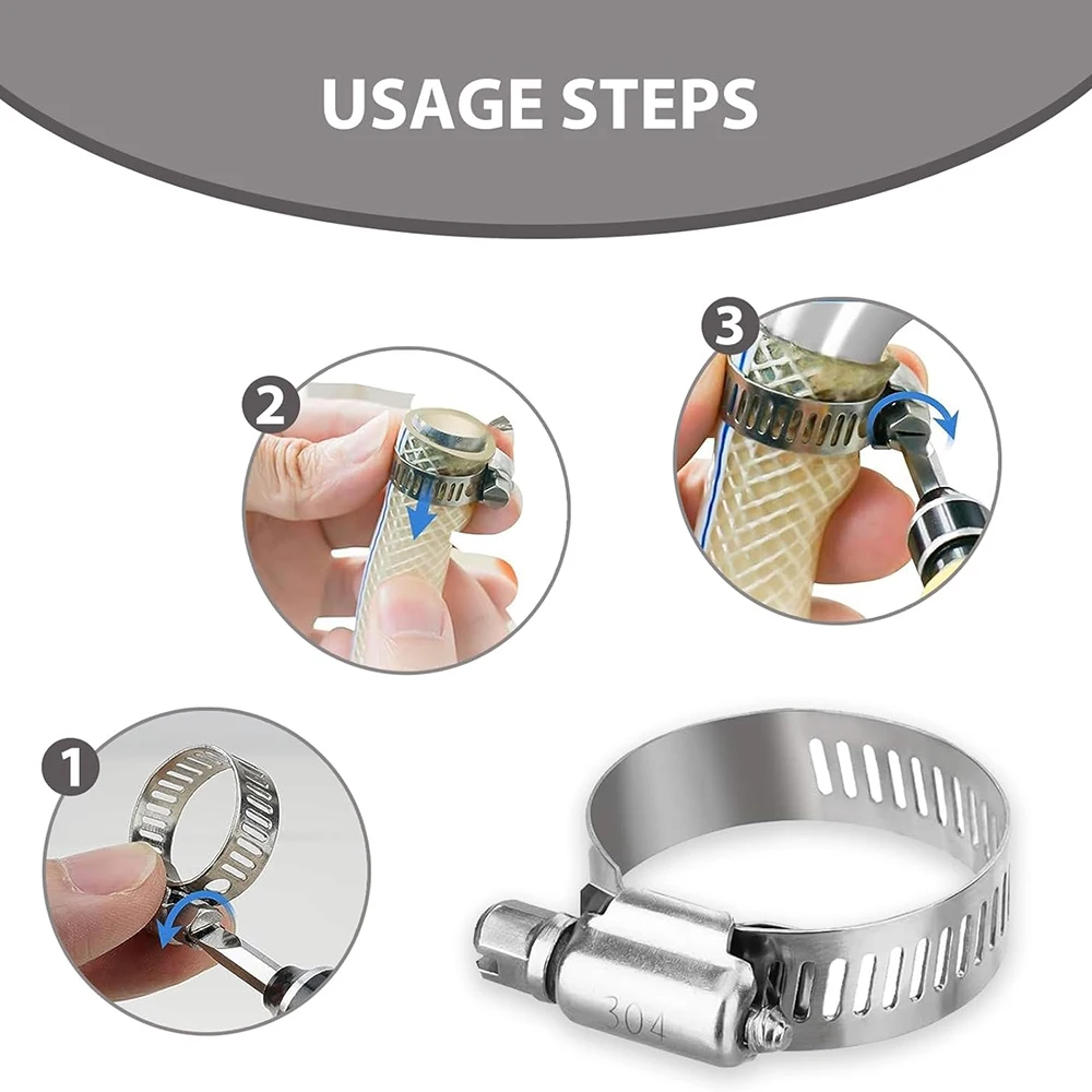 40 PCS Hose Clamp Kit 304 Stainless Steel Worm Pipe Clamps Adjustable Metal Band Clamp Universal for Cars Trucks and Vans hose clamps