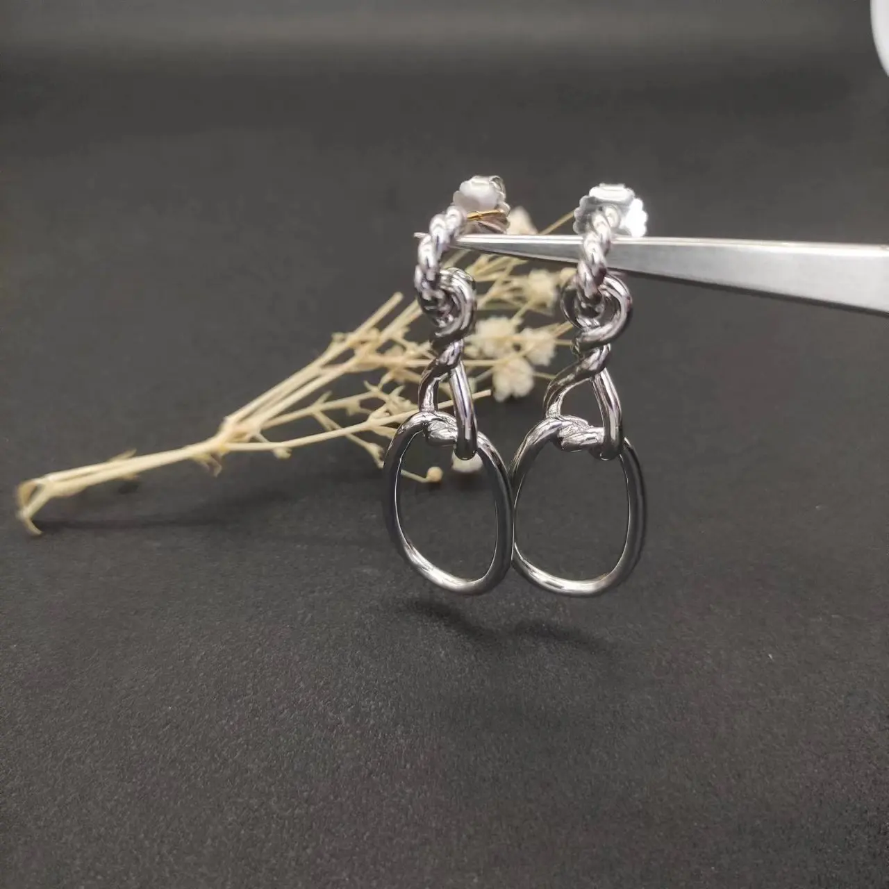 HSC DY Gold Hook Twisted Wire Buckle Earrings in Sterling Silver with 14K Yellow PlatedPlated