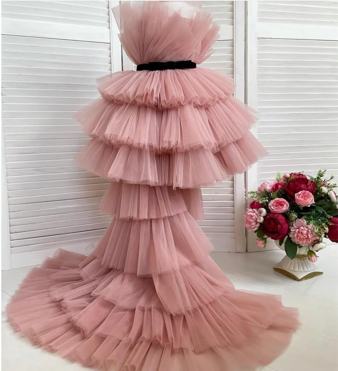 Tulle Vestidos Primera Comunion Pink High Low Flower Girl Dress Toddler Glitz Pageant Pretty Kids Prom Gown -