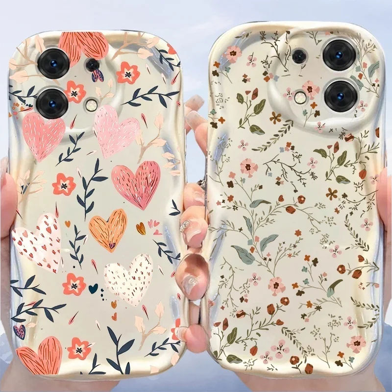 Whimsical Leaves & Flowers Silicone Phone Case Cover