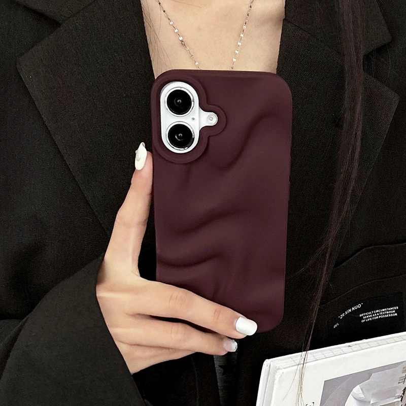 Elegant Wine Red 3D Water Ripples Phone Case - Soft Silicone Back Cover