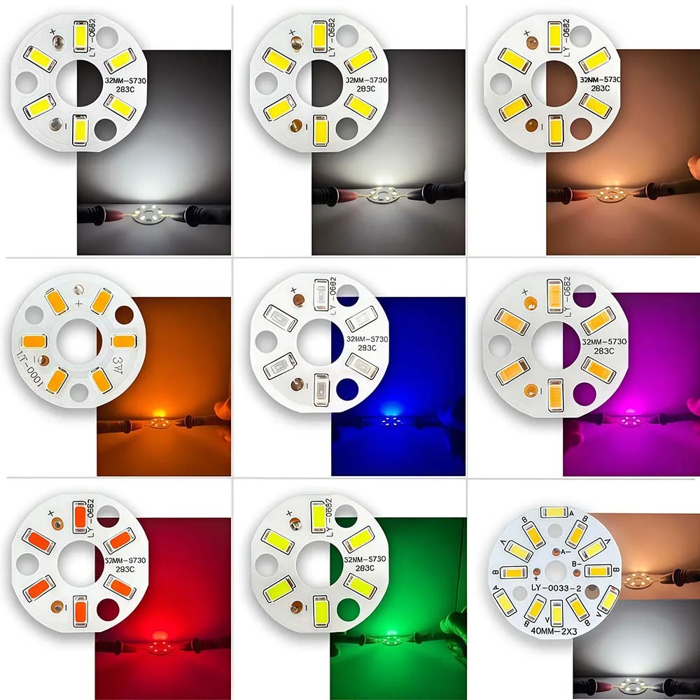 저렴한 10개 LED 라이트 보드 3W SMD5730 원형 전구 램프 소스 직경 32mm/40mm 빨간색/녹색/파란색/노란색/따뜻한/흰색/중립 조명