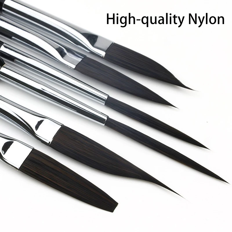 6pcs 미니 휴대용 아트 브러쉬 나일론 짧은 줄기 나무 브러쉬 미술 학생을위한 수채화 아크릴 페인트 브러쉬 그림 용품