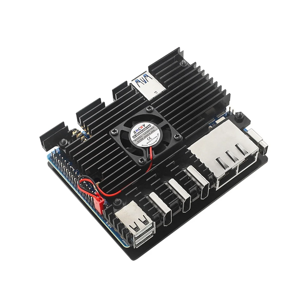 

For Orange Pi 5 Plus Aluminum Case Active Passive Metal Cooling Radiator with Cooling Fan Heatsinks Metal Shell