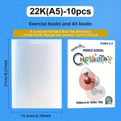 10PCS Durable Waterproof PVC Protective Book Covers with Self - Adhesive Closure (A5 - 22K - 10PCS)