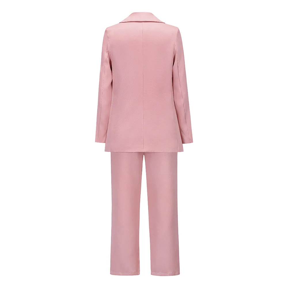 Tesco Winter Loose Women's Fashion Suits Long Sleeve Coat Sets Large Lapel Blazer Pants Outfits For Female conjunto femininos