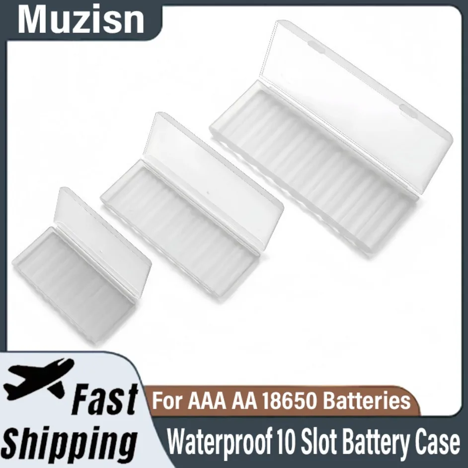 Waterproof Heavy-Duty 10 Slot Battery Case Hard Plastic Organizer AAA AA 18650 Batteries Compact Travel Storage 1PC battery case