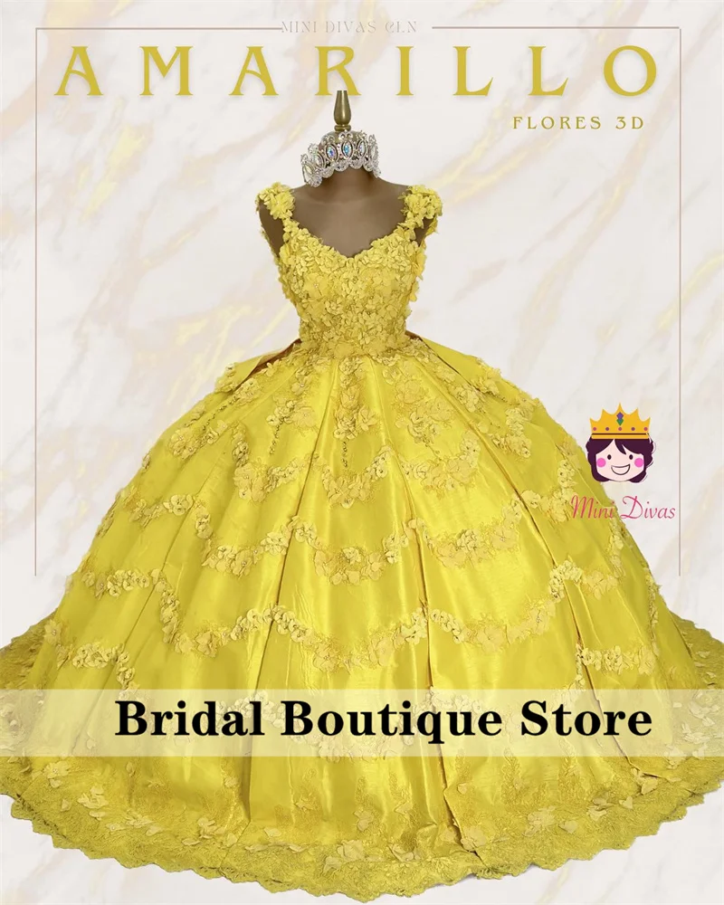 

Luxury Flower Girl Dress For Wedding Yellow Puffy Flower Pearls Beads Applique Lace Kids Birthday Party Princess Ball Gowns