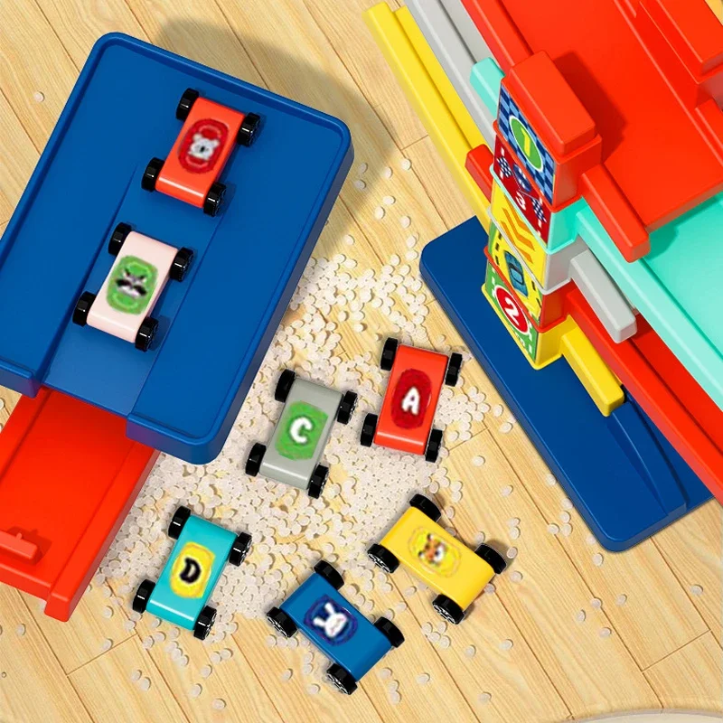 Gliding Track Car Mini Car Inertia Girl Baby 3-Year-Old Boy Toy Multi Layer Puzzle Slide Car Race Track Educational for Kids