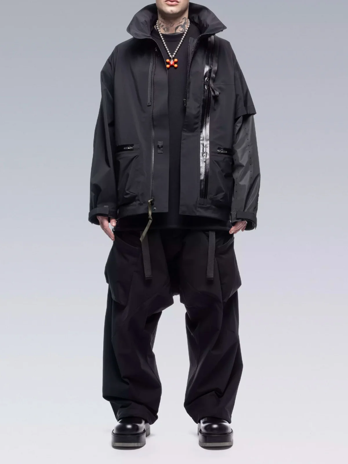 NJWN P30DSAL Men's Casual Waterproof Straight Leg Pants Multiple kets Zipper Function Loose Fit Comfortable Long Trousers