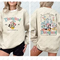 Autumn Winter Comfort Mickey Minnie Disney Girls Top Cotton Disney Hoodie Tee Merry Party Gift Retro Plus-size Oversized T Shirt