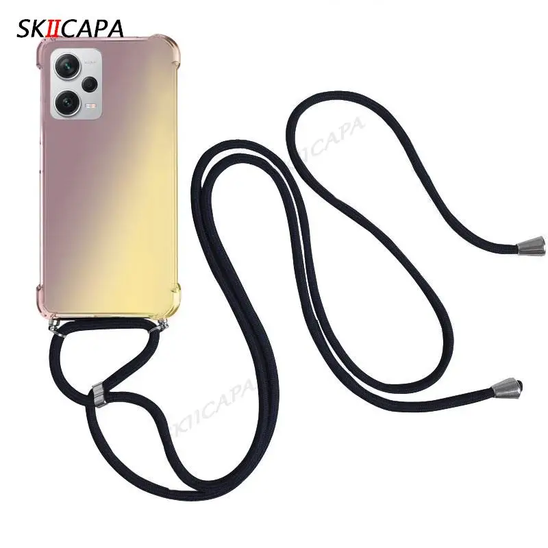 Gradient Silicone Shockproof Crossbody Case for Xiaomi Redmi Note 12 Pro Plus 5G