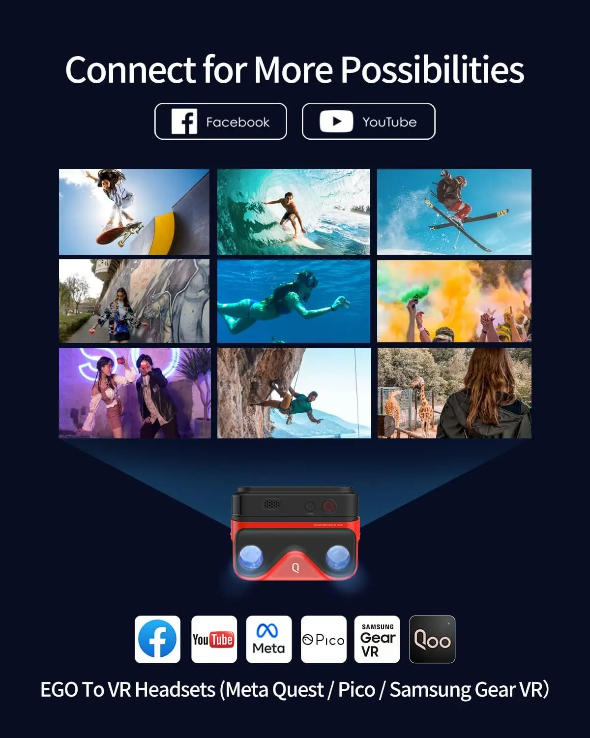 Kandao QooCam EGO 3D Camera, 3840*1080 MP4 video,can be viewed on mainstream 3D viewing devices (PICO4/META QUEST 3/Apple Vision 6