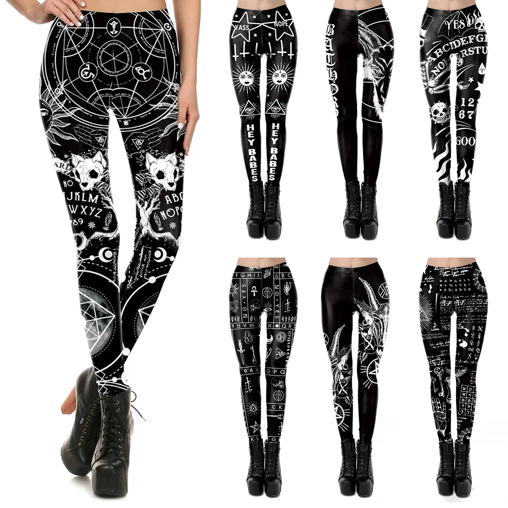 VIP FASHION – Leggings gothiques pour femmes, pantalon imprimé Steampunk, élastique, Vintage, slim, crayon, longueur cheville, bas Cosplay