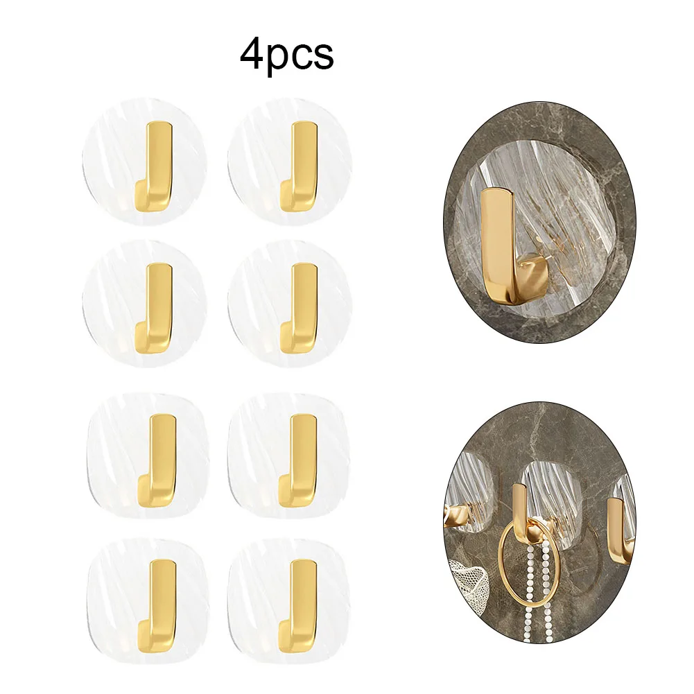 Self Adhesive Hooks 4PCS Acrylic Hanging Hooks For Wall Bathroom Towel Holder Organizer