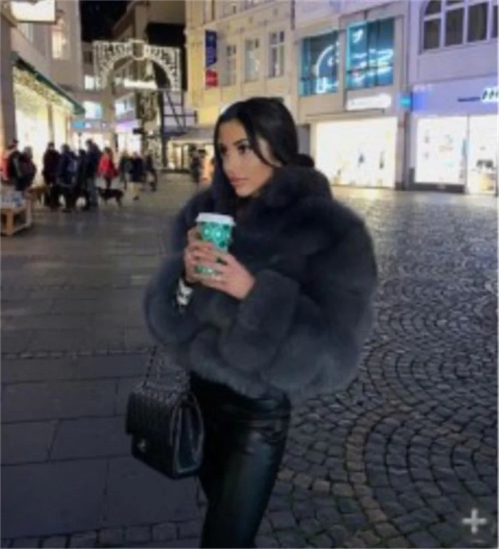 EINYOO Winter Women's Long Sleeve Fashion Hooded Spliced Faux Fur Coats Elegant Girl's Prom Party Sexy Vestidos Traf Y2K Zevity