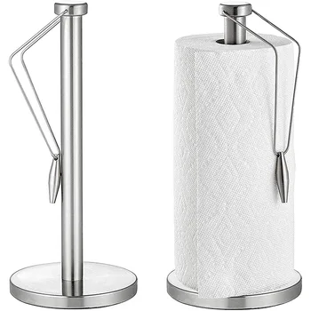 Countertop Black Paper Towel Holder Kitchen and Bathroom Paper Roll Holder No-Installation 2