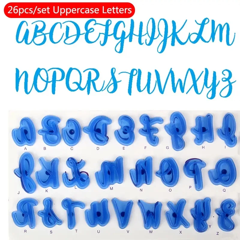 Plastic Fondant Cookie Printing Mold Set Alphabet English Letters Cake Decoration Biscuit Stamping Mold