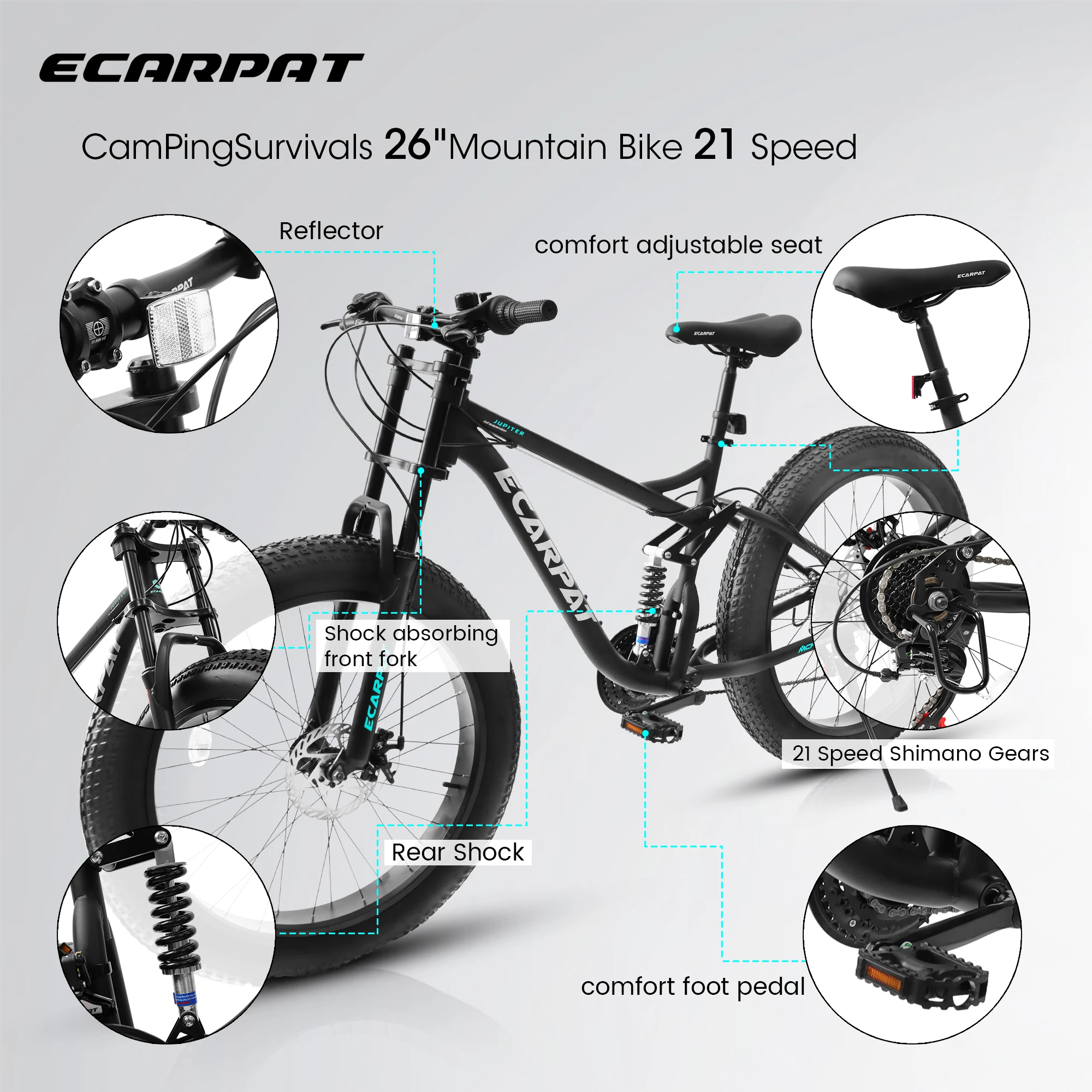 A26309 26 inch Full-Suspension Mountain Bike with 21 Speeds 6