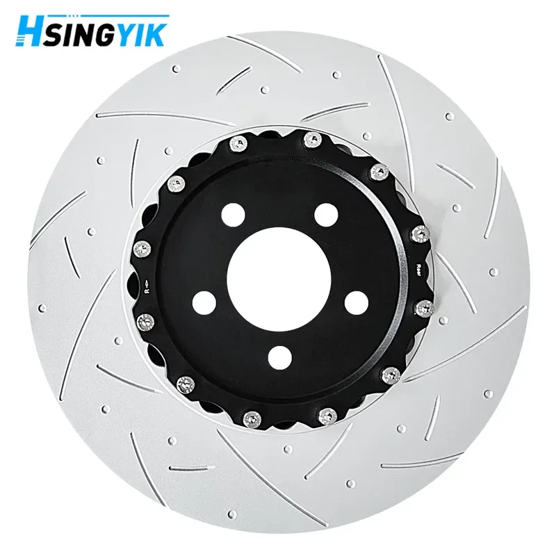 싱이크 KR3Z-2C026-A 370mm 딤플 슬롯형 리어 브레이크 디스크 (포드 머스탱 쉘비 GT500 2020 2021 2022 5.2L KR3Z2C026A 용)