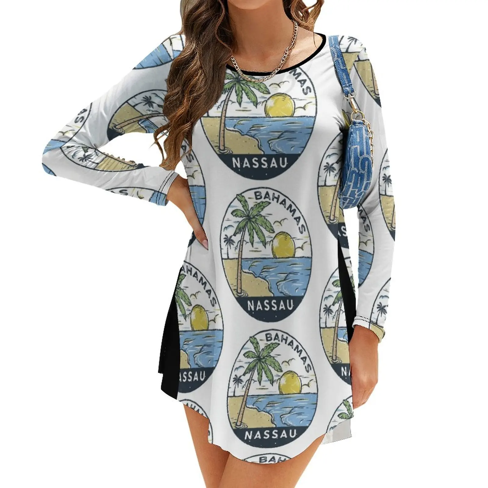

Nassau Bahamas Vintage Long-Sleeve Dress summer dress woman 2024 trendy Clothing Woman's evening dress dresses korean style