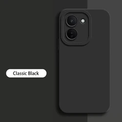 Original Square Soft Liquid Silicone Phone Case with Angel Eyes Design for Vivo iQOO Z11 Turbo (Classic Black)