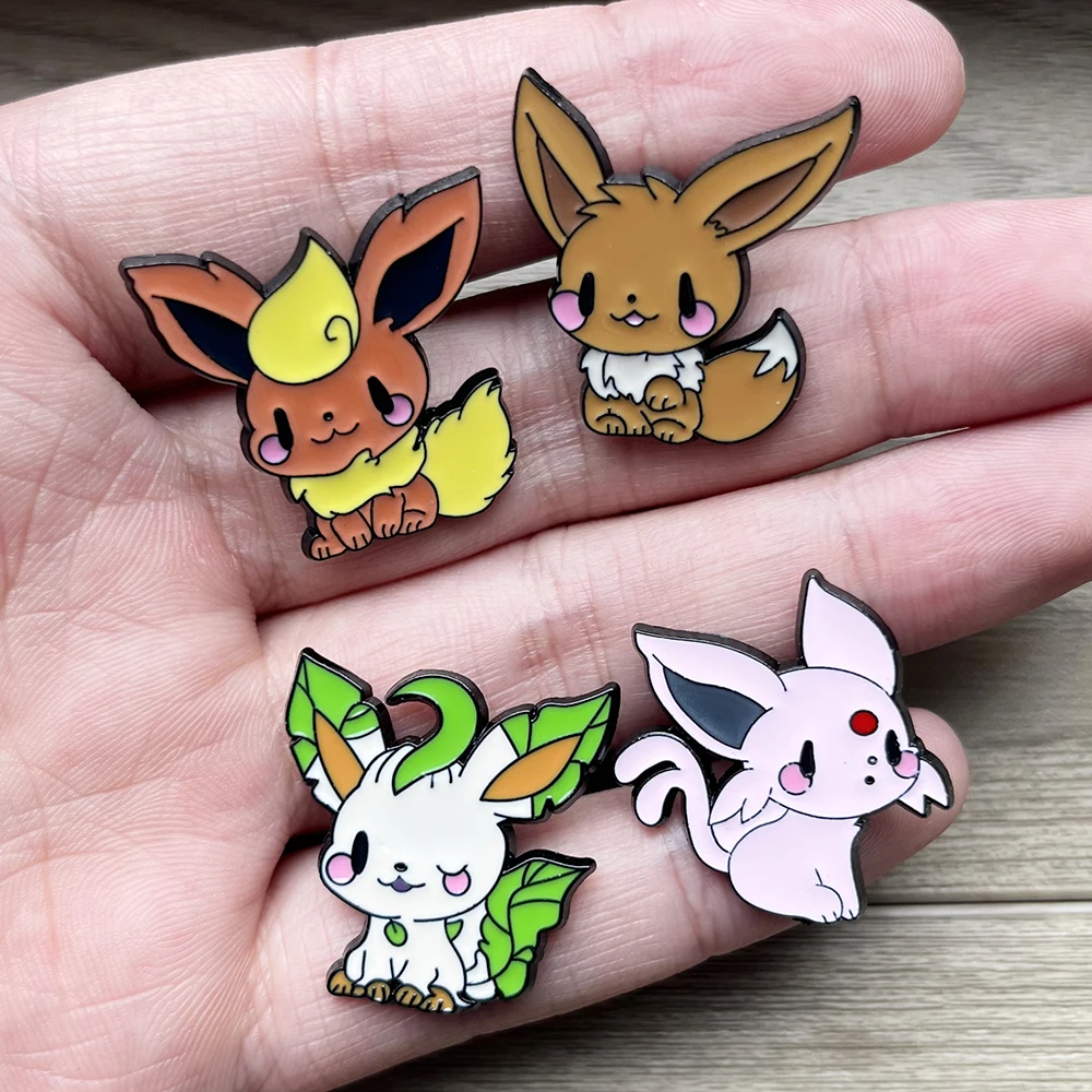 9 Pcs Anime Elf Brooch Set Eevee Enamel Pins Fashion Metal Badges Jewelry for Clothing And Backpack Accessory Gift for Fans 5