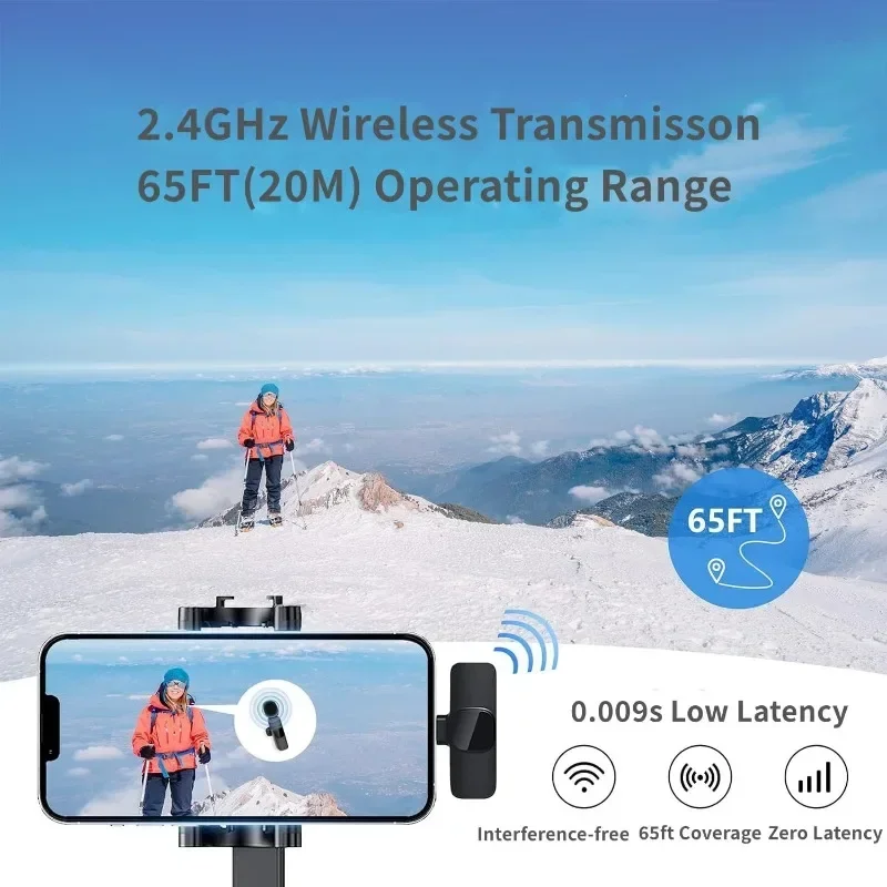 Wireless Microphone Mini Wireless Microphone for mobile phones Wireless Lavalier Microphone for iPhone Video Recording Live Streaming YouTube Tik