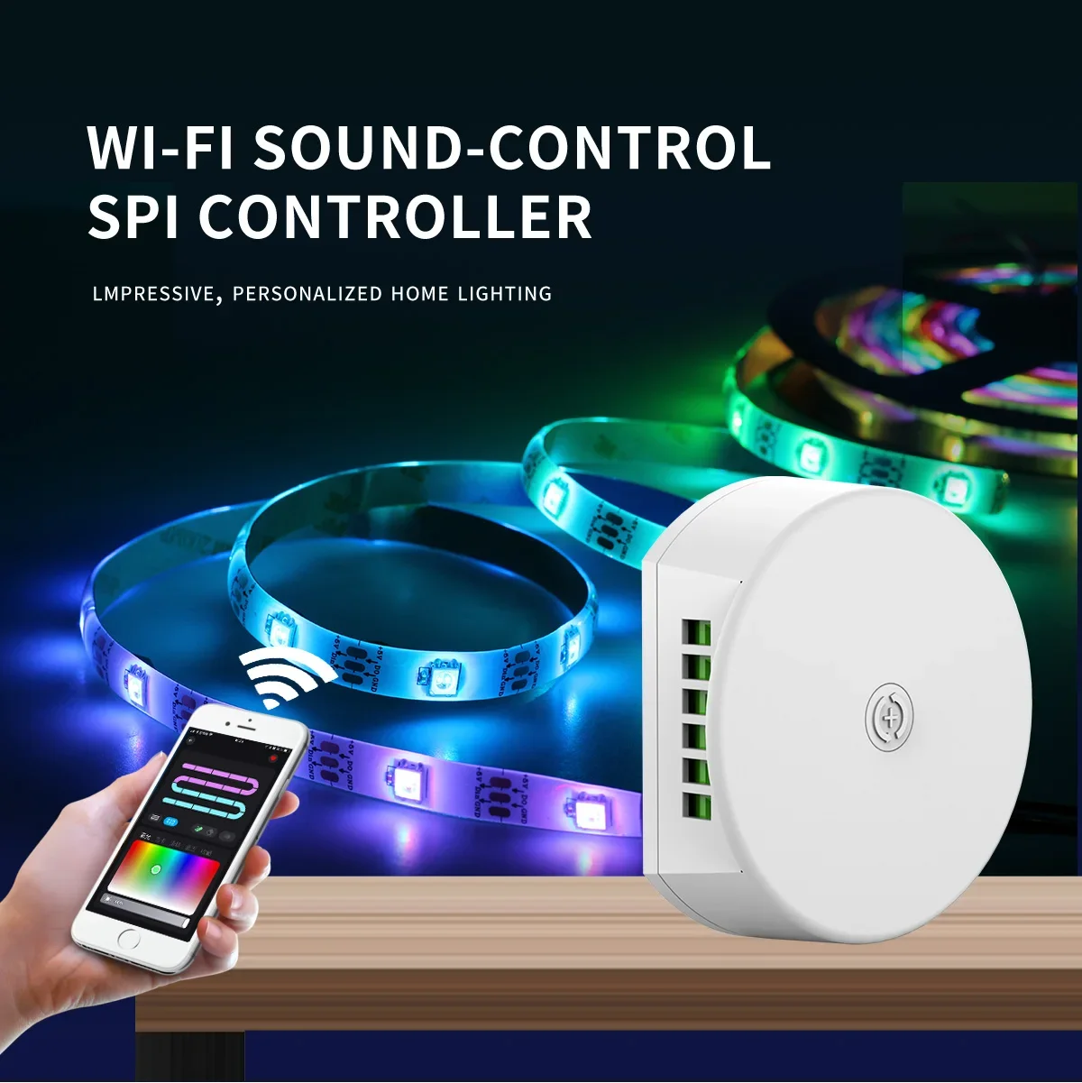 DC12-48V UFO RGB Smart Wifi Bluetooth LED Strip Light Controller Timing Function Group Control Music Mode Work with Alexa Google led music spectrum display diy kit 32x16 lattice spectrum clock 8 kinds spectrum mode smd soldering project level display light