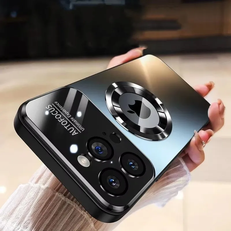 Luxury Titanium Matte Case with Glass Lens Camera Protection